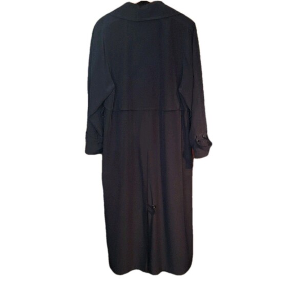 Vintage UTEX Chic Trenchcoat Size 12 Women's Black Belted Double Breasted - Picture 2 of 11